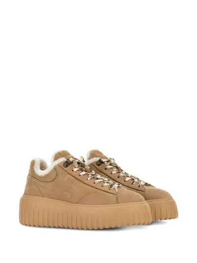 Hogan H-stripes Suede Sneakers With Shearling Lining