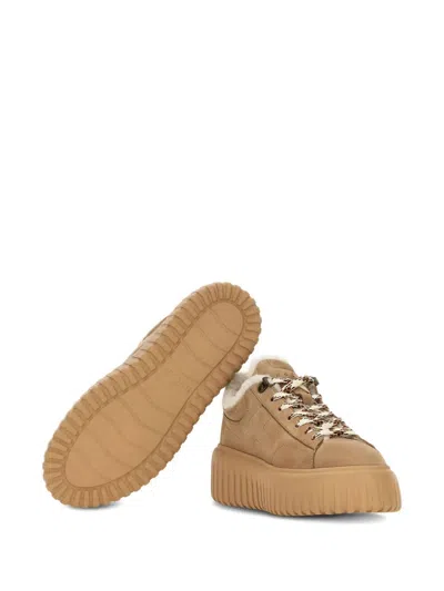 Hogan H-stripes Suede Sneakers With Shearling Lining