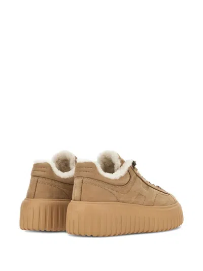 Hogan H-stripes Suede Sneakers With Shearling Lining