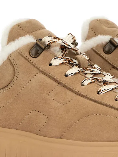 Hogan H-stripes Suede Sneakers With Shearling Lining