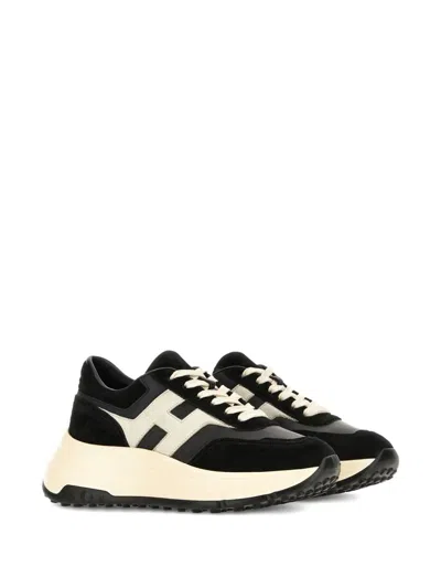 Hogan Suede And Nappa Leather Sneakers With Contrast Panel In Neutral
