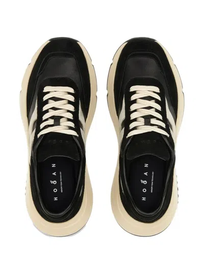 Hogan Suede And Nappa Leather Sneakers With Contrast Panel In Neutral