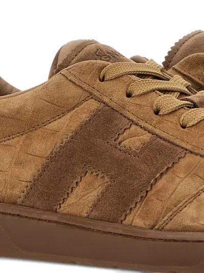 Hogan Cool Crocodile Effect Suede Sneakers