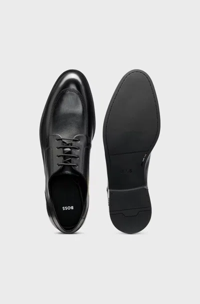 Hugo Boss Leather Derby Shoes In Black