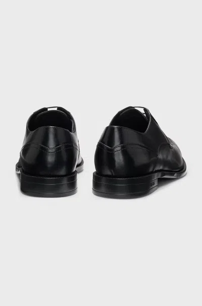 Hugo Boss Leather Derby Shoes In Black