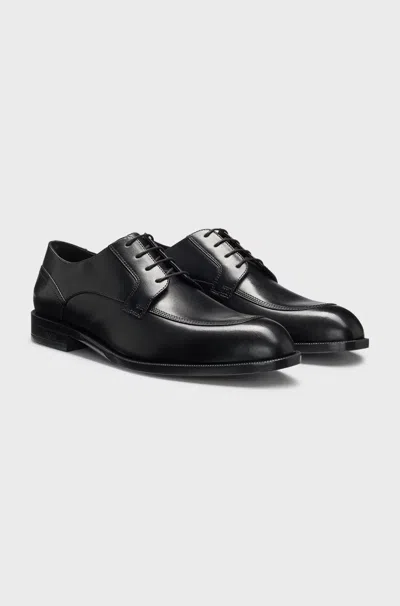Hugo Boss Leather Derby Shoes In Black