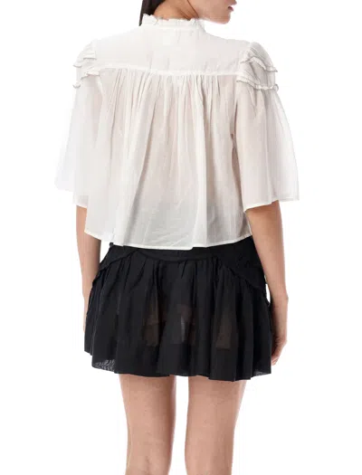 Isabel Marant Étoile Sheer Ruffled Half Sleeve Blouse In White