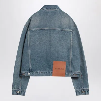 Jacquemus Vintage Light Wash Cropped Denim Jacket In Blue