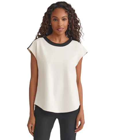 Jones New York Drop Shoulder Contrast Trim Top