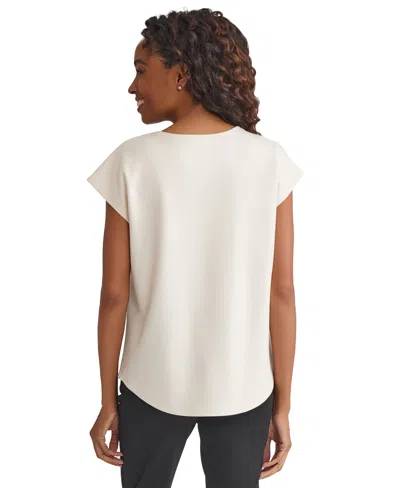Jones New York Drop Shoulder Contrast Trim Top