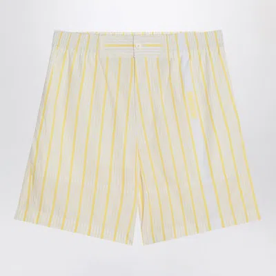 Jacquemus Aloe Striped Pattern Elastic Waistband Shorts In Yellow