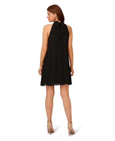 Adrianna Papell Women's Chiffon Mock-neck Sleeveless Shift Dress In Black