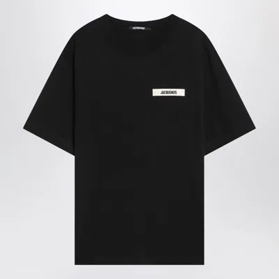 Jacquemus Black Crewneck T-shirt With Logo Detail In Black