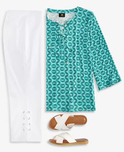 Jm Collection Petite Geometric Print 3/4-sleeve Blouse, Exclusively At Macy's In Multi