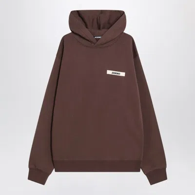 Jacquemus Gros Grain Hooded Sweatshirt In Brown