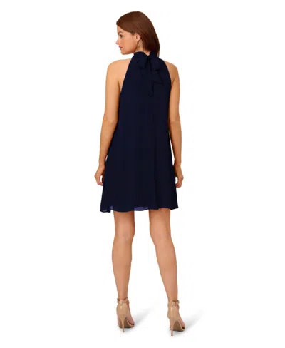 Adrianna Papell Women's Chiffon Mock-neck Sleeveless Shift Dress In Black