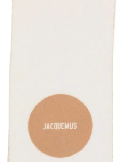 Jacquemus Square Round Scarf Fringe Detail In Neutral