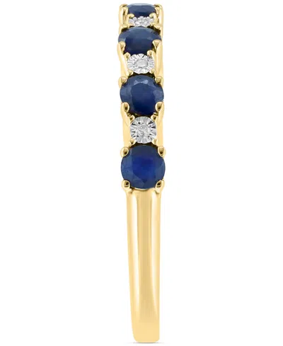Effy Collection Effy Sapphire (1/2 Ct. T.w.) & Diamond Accent Stack Ring In Gold-plated Sterling Silver (also Availa