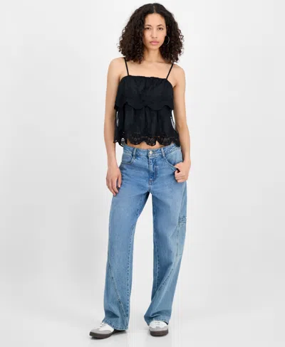 And Now This Women's Lace Cotton Tiered Camisole, Exclusively At Macy's In Black