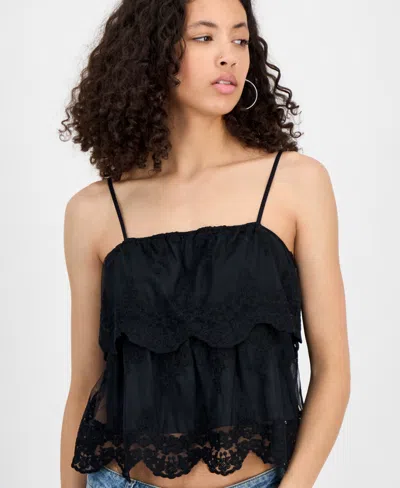 And Now This Women's Lace Cotton Tiered Camisole, Exclusively At Macy's In Black