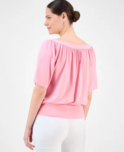 Jm Collection Women's Split-neck Elbow-sleeve Top, Exclusively At Macy's