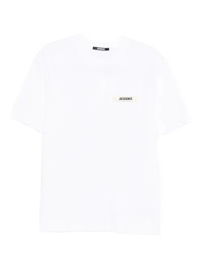 Jacquemus 'le T-shirt Gros Grain' White T-shirt With Logo Patch On The Front