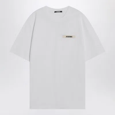Jacquemus 'le T-shirt Gros Grain' White T-shirt With Logo Patch On The Front