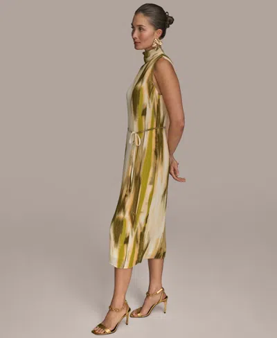 Donna Karan New York Abstract Print Micropleat Midi Dress