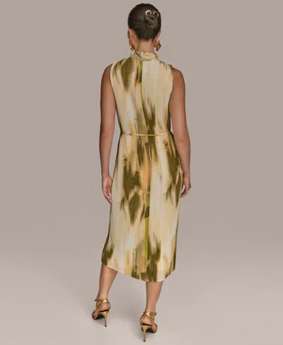 Donna Karan New York Abstract Print Micropleat Midi Dress