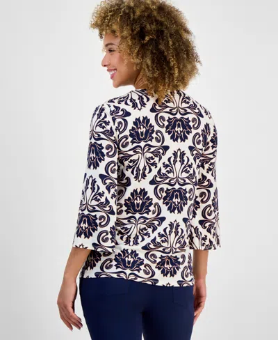 Jm Collection Women's Printed Split-neck Bell-sleeve Top, Exclusively At Macy's In Multi