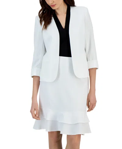 Kasper Women's Stretch Crepe Open-front Roll-sleeve Jacket, Regular & Petite