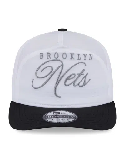 New Era Men's White/black Brooklyn Nets 2025 Nba Draft On-stage Nylon 19twenty Adjustable Hat