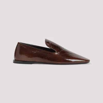 Jil Sander Squared Toe Loafer In Dark Earth In Black