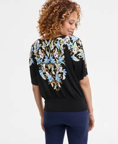Jm Collection Women's Split-neck Banded Bottom Top, Exclusively At Macy's