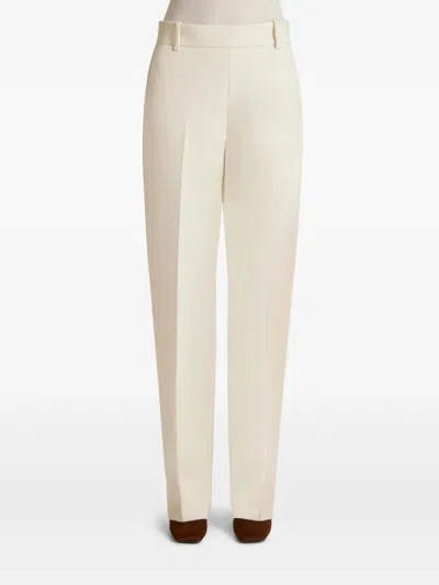 Khaite Cambie Straight-leg Crepe Pants In Neutral