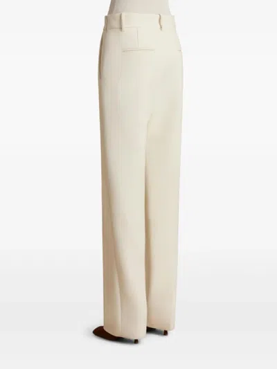 Khaite Cambie Straight-leg Crepe Pants In Neutral