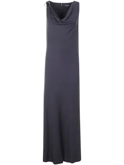 Ralph Lauren Cowl-neck Ring-detail Maxi Dress In Blue