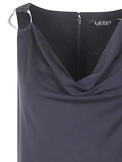 Ralph Lauren Cowl-neck Ring-detail Maxi Dress In Blue