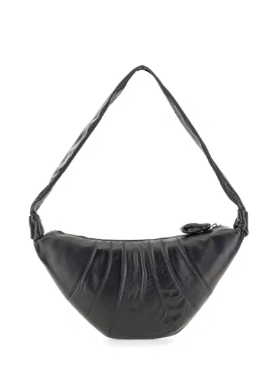 Lemaire Medium Croissant Leather Bag In Black