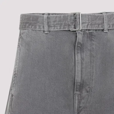 Lemaire Grey Twisted Belted Cotton Jeans In Gray