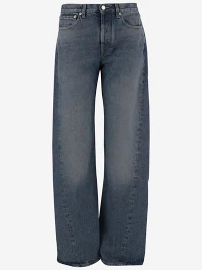 Armarium Washed Denim Jeans With Classic Five-pocket Design In Blue