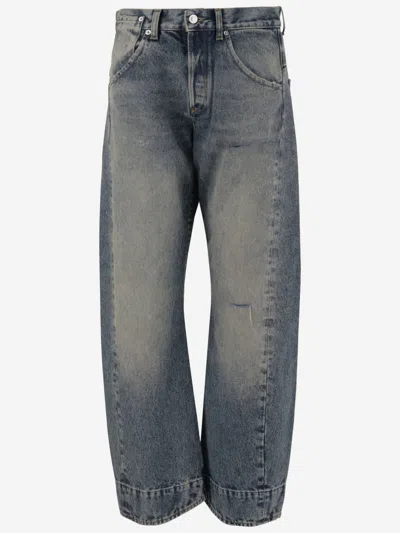 Armarium Washed Denim Jeans With Classic Five-pocket Design In Blue