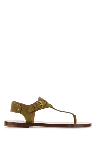 Isabel Marant Akel Leather T-strap Sandals In Green
