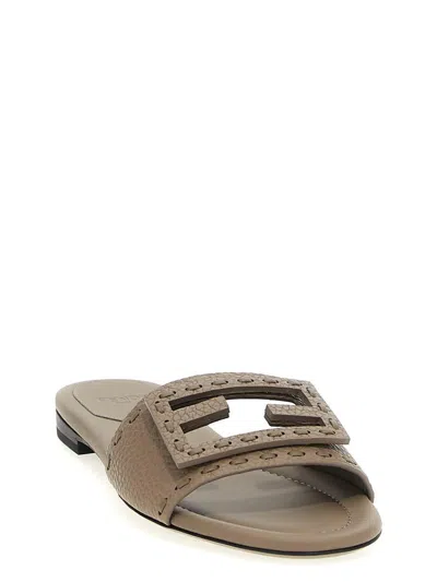 Fendi 'baguette' Slides In Gray