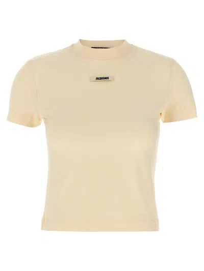 Jacquemus Gros Grain Crew Neck Cotton Blend Top In Neutral