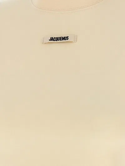 Jacquemus Gros Grain Crew Neck Cotton Blend Top In Neutral