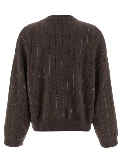 Brunello Cucinelli Sequined Vertical Striped Knitwear