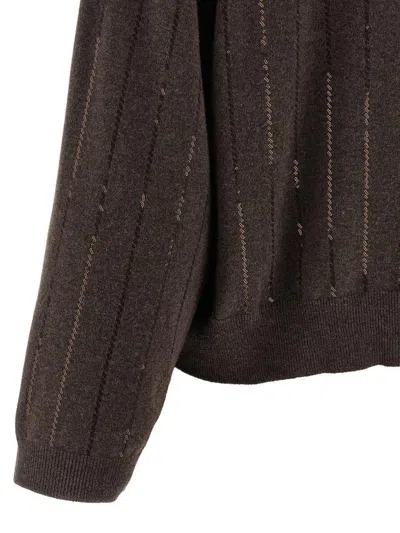 Brunello Cucinelli Sequined Vertical Striped Knitwear