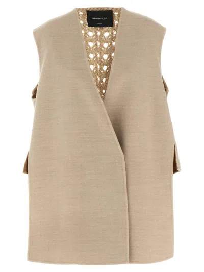 Fabiana Filippi Tricot Wool Vest Gilet Beige
