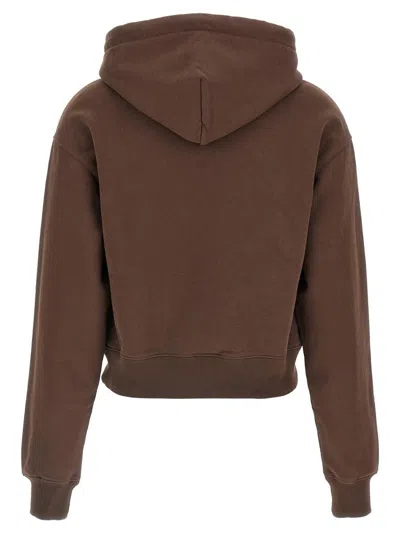 Jacquemus Drawstring Hood Gros-grain Hoodie In Brown